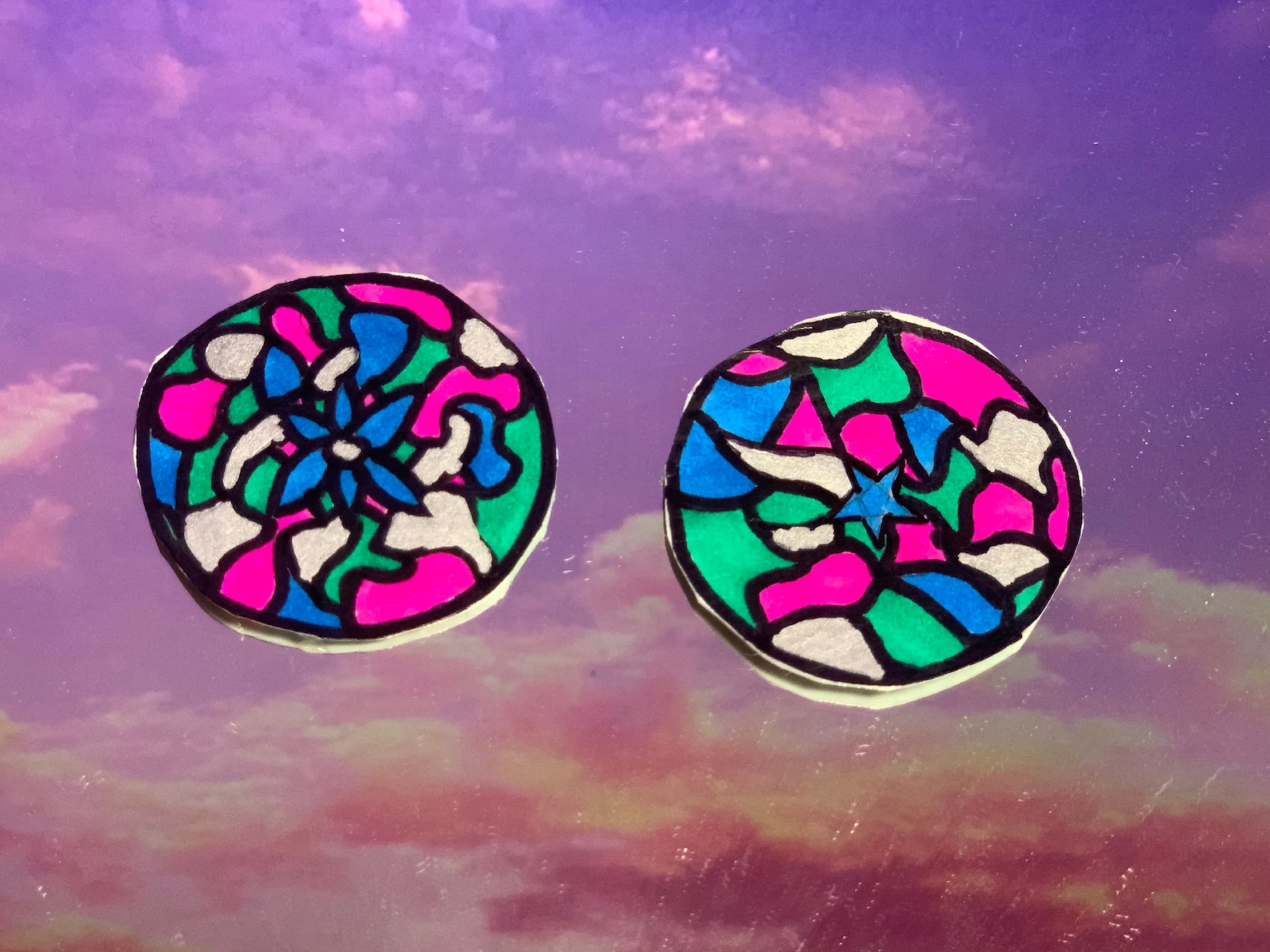 Hand Drawn Stained Glass Stickers Etsy