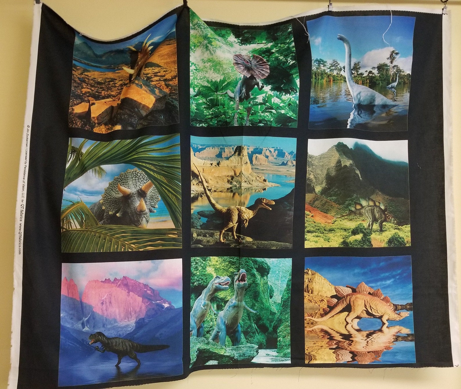 Dinosaur Quilt Panel Realistic Dino Fabric Panel Etsy