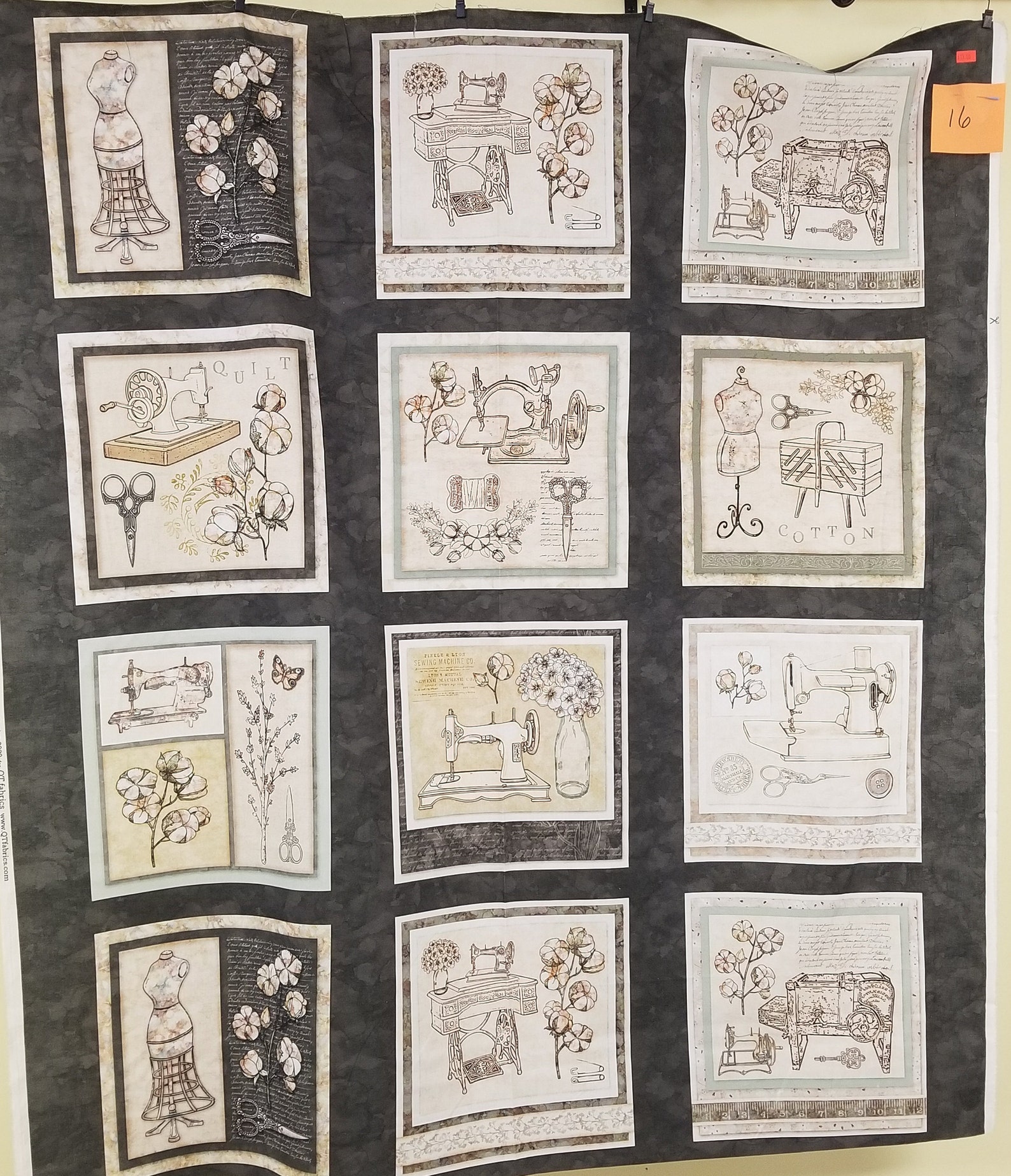 Vintage Sewing Quilt Panel Antique Sewing Machine Fabric Etsy