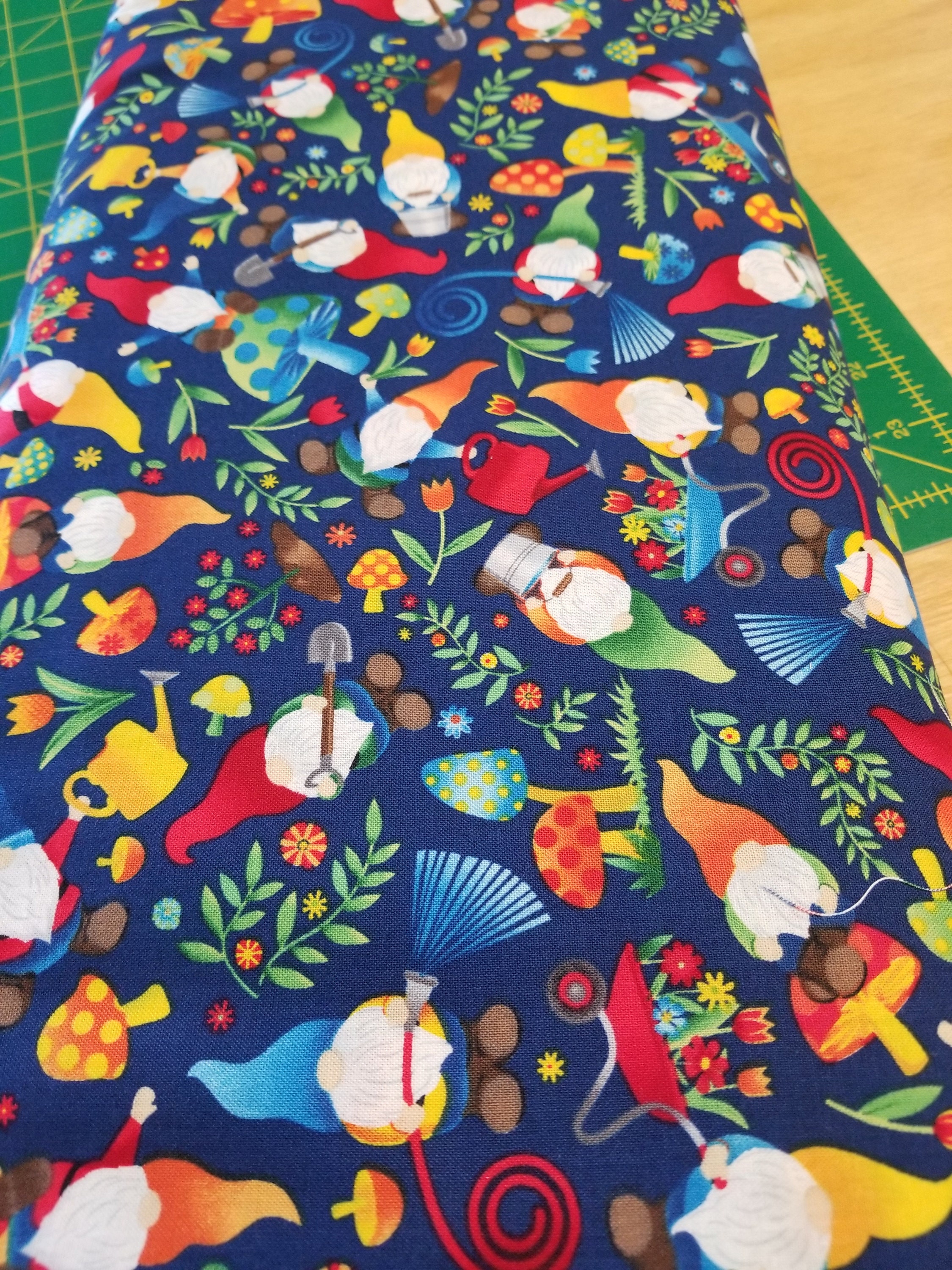 Gnome Quilt Fabric Garden Gnome Fabric Etsy