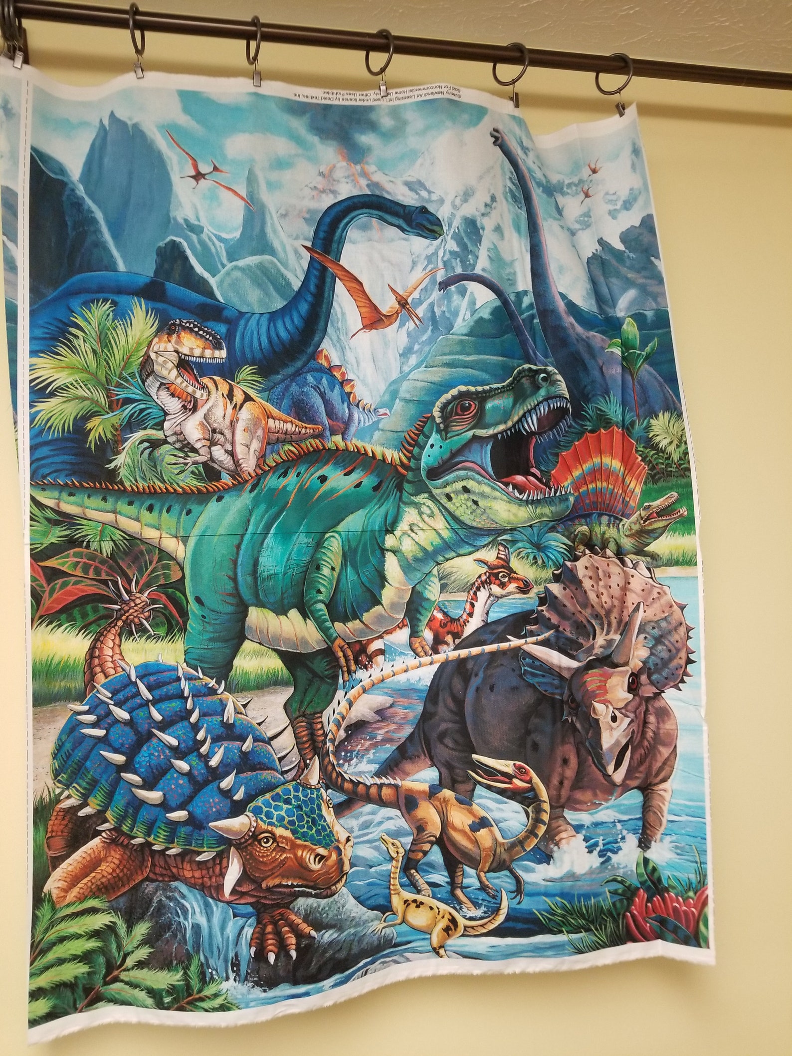 Dinosaur Quilt Panel Realistic Dino Fabric Panel Etsy