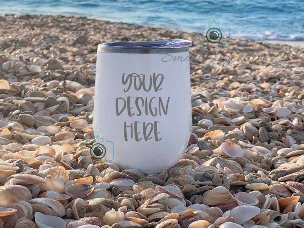 Download White Wine Tumbler Mockup Seashell Beach Tumbler Mug ...