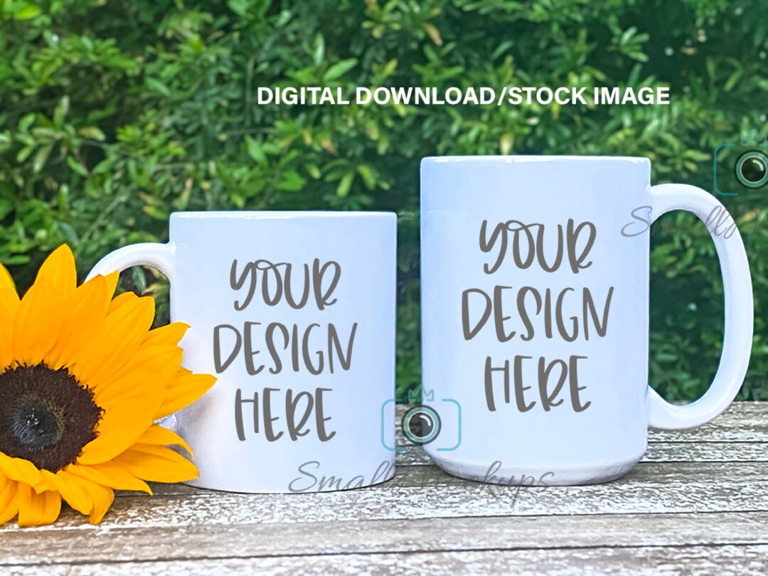 Mug Size Chart , Mug Measurements, 15oz & 11oz Coffee Cup Mock Up, Mug