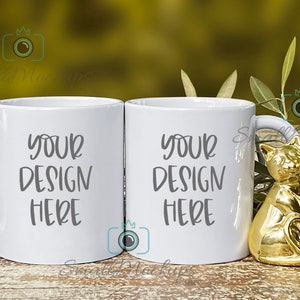 11oz Couples White Coffee Mugs Set, Two Coffee Mugs Mockup Photo, His and Hers Matching Mugs Mockup, Double Mugs Outdoor Romantic Background