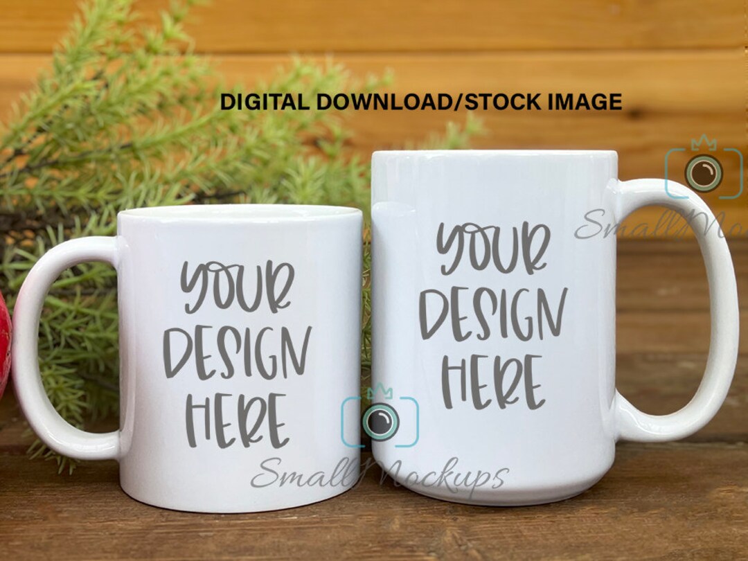 Mug Size Chart, 15oz & 11oz Coffee Cup Mock Up, Mug Size Mock Up, Two