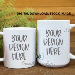 Mug Size Chart, 15oz & 11oz Coffee Cup Mock up, Mug Size Mock Up, Two White Coffee Mugs Photo, Mug Measurements, Ceramic Mug Size Chart