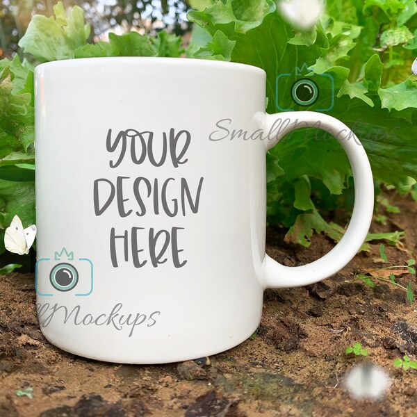 Garden Mug Mockup STOCK PHOTO, Outdoor Butterfly Mug Mockup, Coffee Mug Country Mockup, Lifestyle Coffee Cup Mockup,