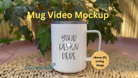 10 Oz Travel Mug Mockup, Stainless Steel Mug Mockup, Insulated Coffee Mug  Mockup, White Travel Mug With Lid Mockup, Print on Demand Mockup 
