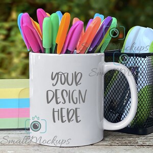 11oz Mug Mockup, Office Product Mockup, Back To School White Mug Mockup, Teacher Desk Coffee Mug Mockup, Student Table Cup Mockup