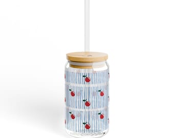 Cherry Sipper Glass Tumbler 16oz - Bamboo Lid