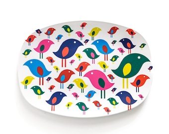 Bright Bird Oval Serving Tray