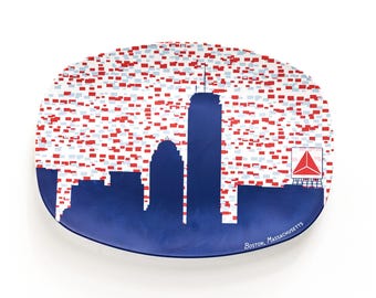 Boston Skyline with Citgo Sign Oval Serving Tray