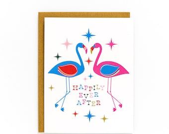 Happily Ever After Flamingo Card