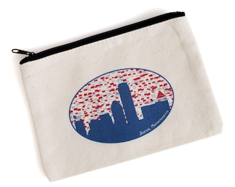 Boston Skyline Zip Pouch | Boston Souvenir | Canvas 6x8"