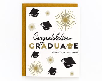 Congratulations Graduate Caps Off Card
