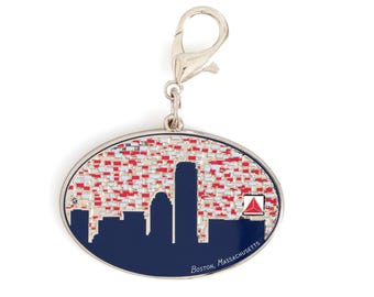 Boston Skyline Bag Charm | Boston Souvenir | Enamel 2.5"