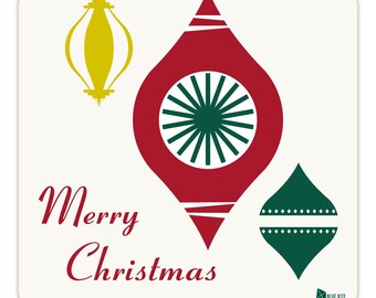 Merry Christmas Ornaments Paper Coasters, Set of 8