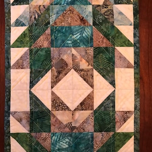 Teal and Green Batik Table Runner