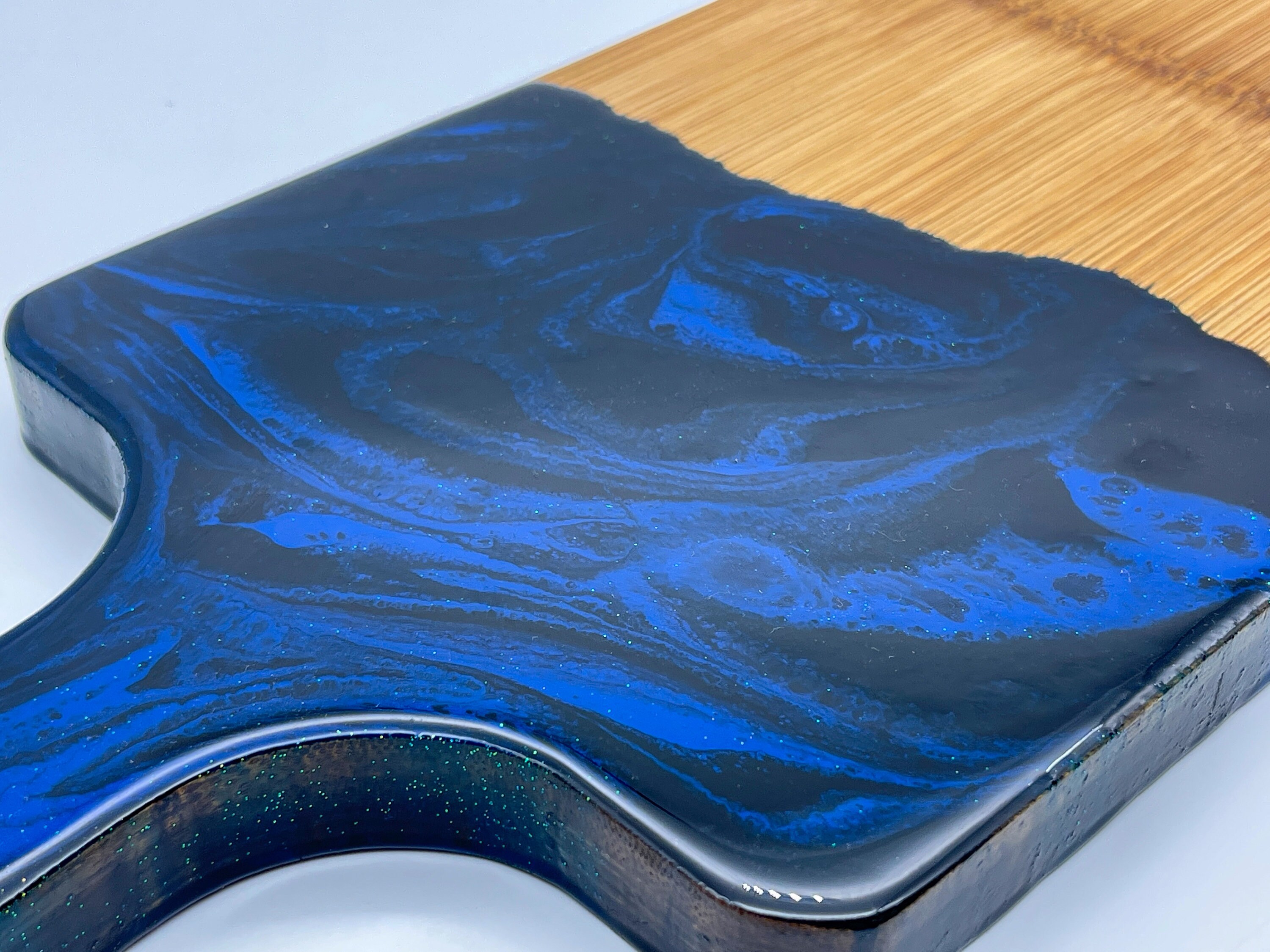 Blue Bamboo Board Bamboo Board Cutting Board Epoxy Resin Etsy