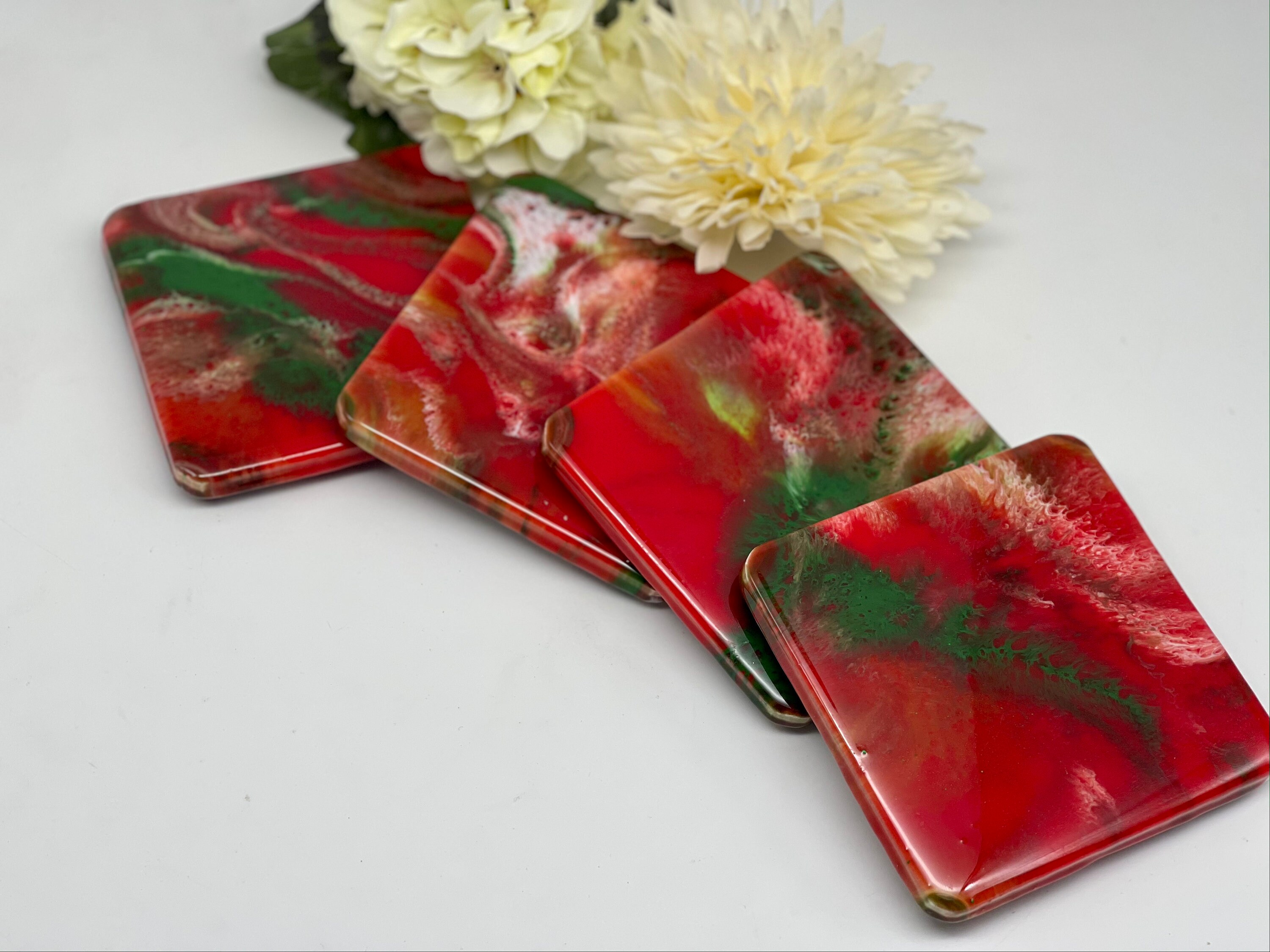 Christmas Coasters Tile Coasters Christmas Gift Handmade Etsy