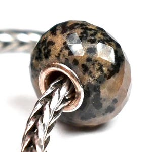 Natürliche Honig-Denrit Perle, facettiert, 14.2 mm, Vollsilberkern, passend für Bettelarmbänder
