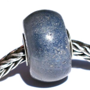 Natural Blue Sapphire charm bead: 15mm, full silver core, for European Bracelets
