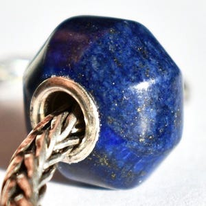 Natürliche Lapis Lazuli Edelstein Perle: 14 mm, Silberkern, für Armbänder