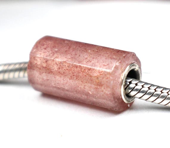 ストロベリークォーツファセットチューブチャームビーズ：10x17.8 mm 