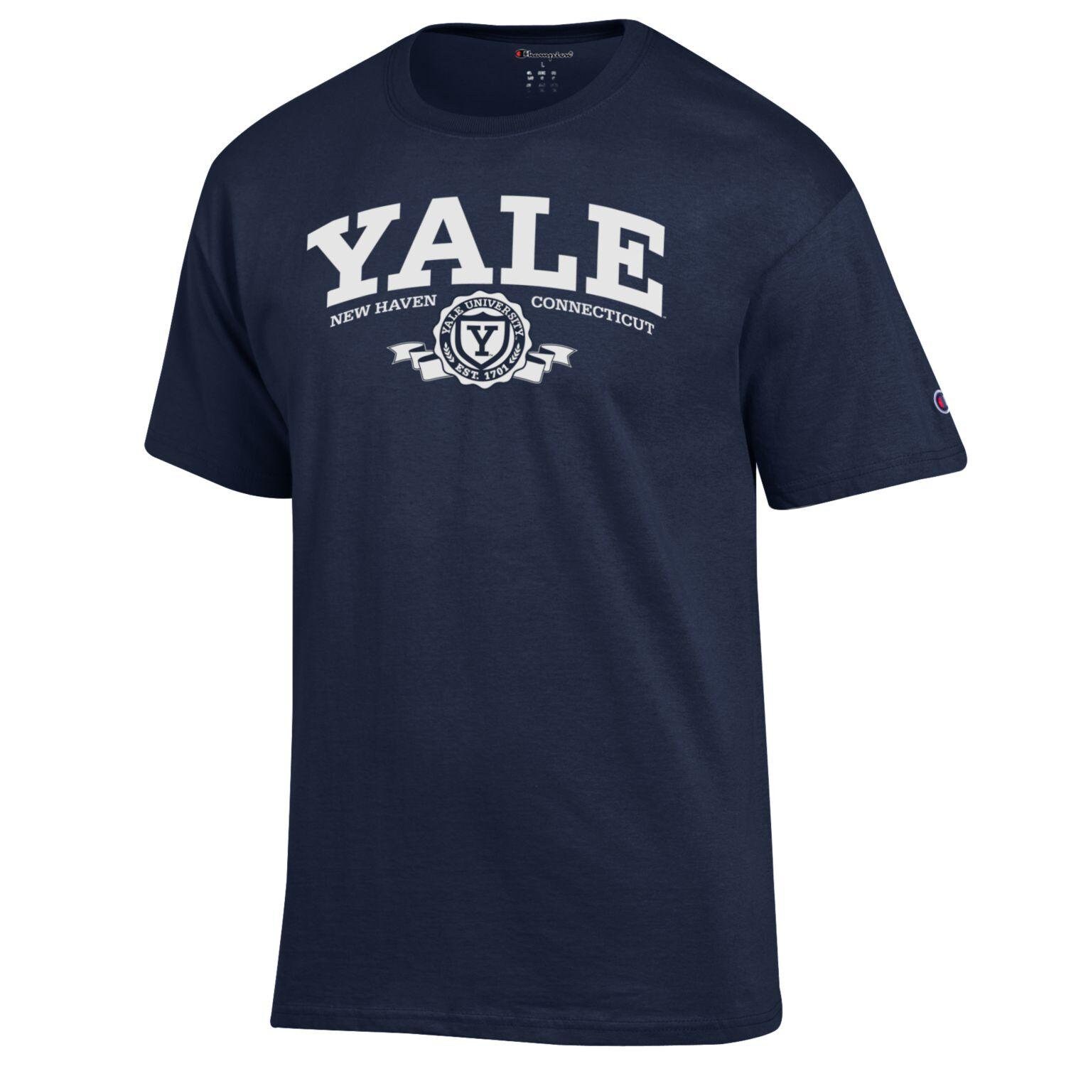 Champion Yale University With Logo NCAA T Shirt Navy Etsy
