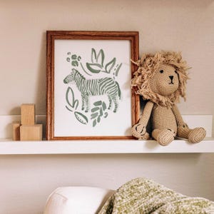 Watercolor Zebra Print: Green Safari Jungle Nursery Art (Digital Download)