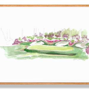 Masters 13 Azalea Green PRINT - Watercolor Golf Art, Augusta National, The Masters, Husband Gift, Father's Day