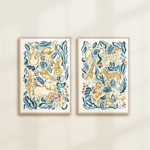 Safari Animal Watercolor Painting Prints: Modern Nursery Art (Digital Download)