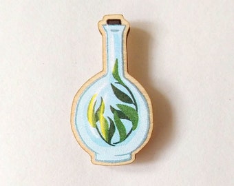 Wooden Potion Bottle Pin: Blue