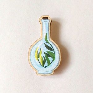 Wooden Potion Bottle Pin: Blue