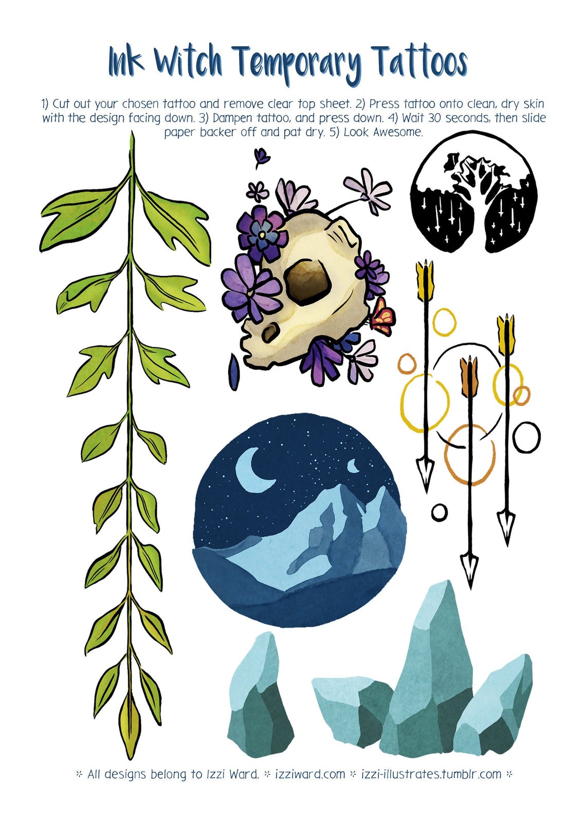 Temporary Tattoos A5 Sheet | Etsy