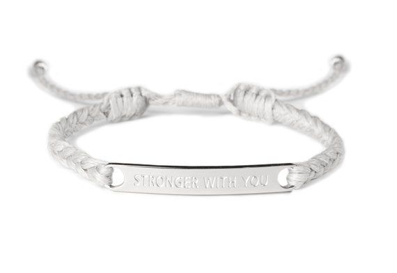 Stronger with You Engraved Bar Couple Bracelets Matching Bracelets Meaningful Gift Bracelets Sold Separately