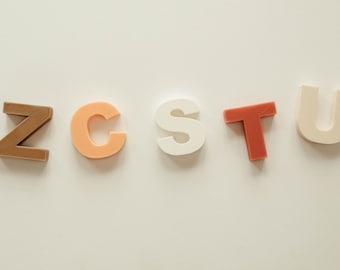 Earth Tone Alphabet Fridge Magnets with Extra Letters, Montessori, Functional Toys, Learning Toys, Aesthetic Toys, 3D Printed Plastic