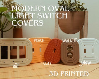 Modern Oval Light Switch and Outlet Covers in Earth Tones, Cute Aesthetic Switch Covers