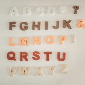 Earth Tone Alphabet Fridge Magnets, Montessori, Functional Toys, Learning Toys, Aesthetic Toys, 3D Printed Plastic