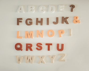 Earth Tone Alphabet Fridge Magnets, Montessori, Functional Toys, Learning Toys, Aesthetic Toys, 3D Printed Plastic