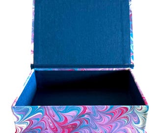 Handmade Marbled Paper Box, 5.5" x 7.5 "x 2.0"