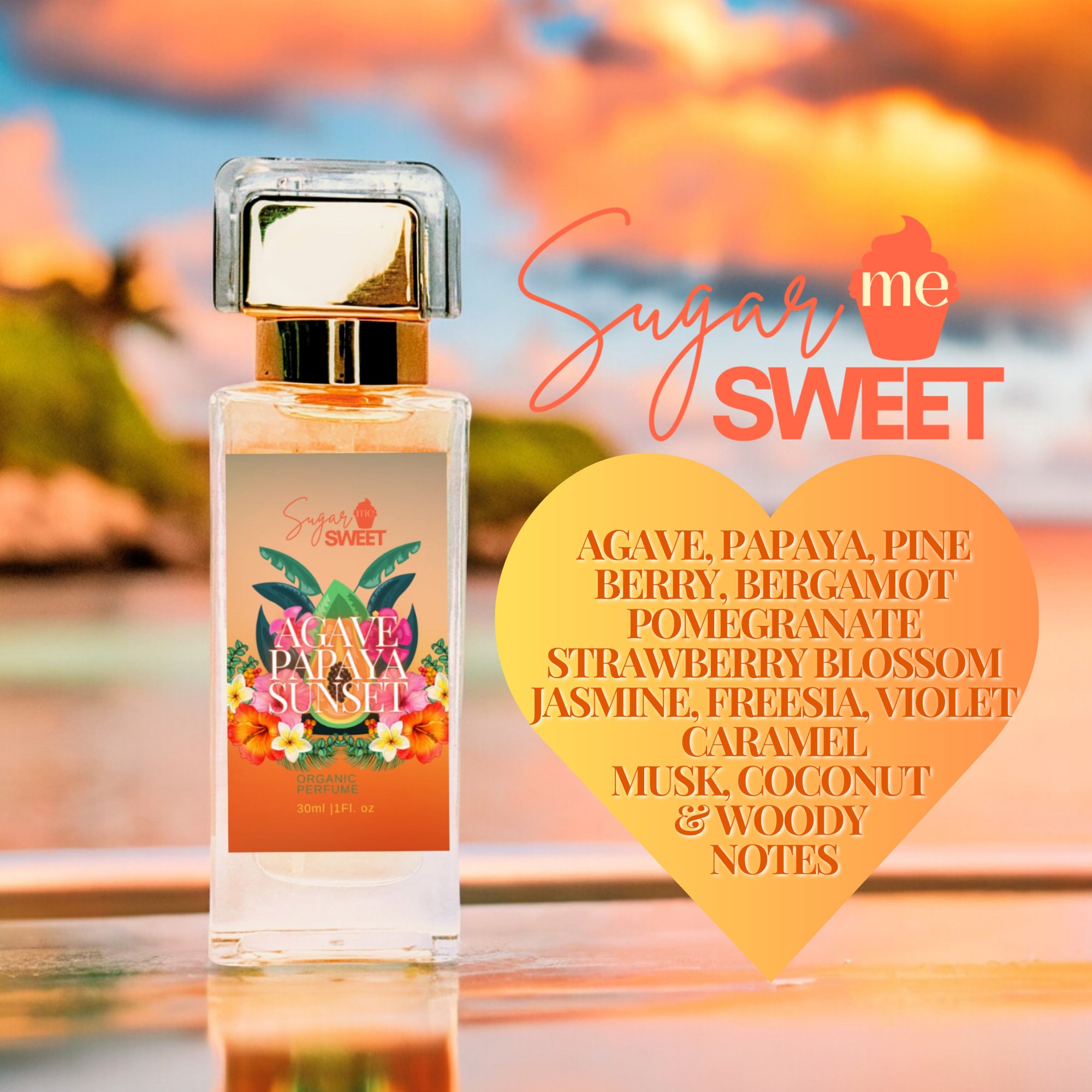 Agave Papaya Sunset Perfume | Gourmand, Dessert | Organic| Perfume