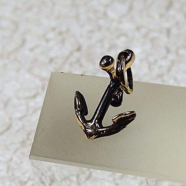 Keychain-pendant anchor, handcrafted tiny bronze trinket, handwork charm for chain, bag or bracelet, memorable present to sailor or traveler
