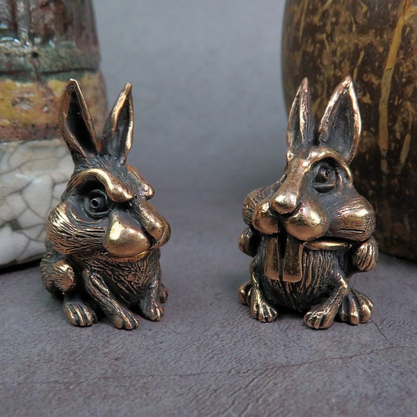Petit lapin, symbole en bronze fabriqué à la main de 2023, bougeoir miniature, cadeau amusant pour les fans de feng shui, les signes du zodiaque et les amateurs de bizarreries