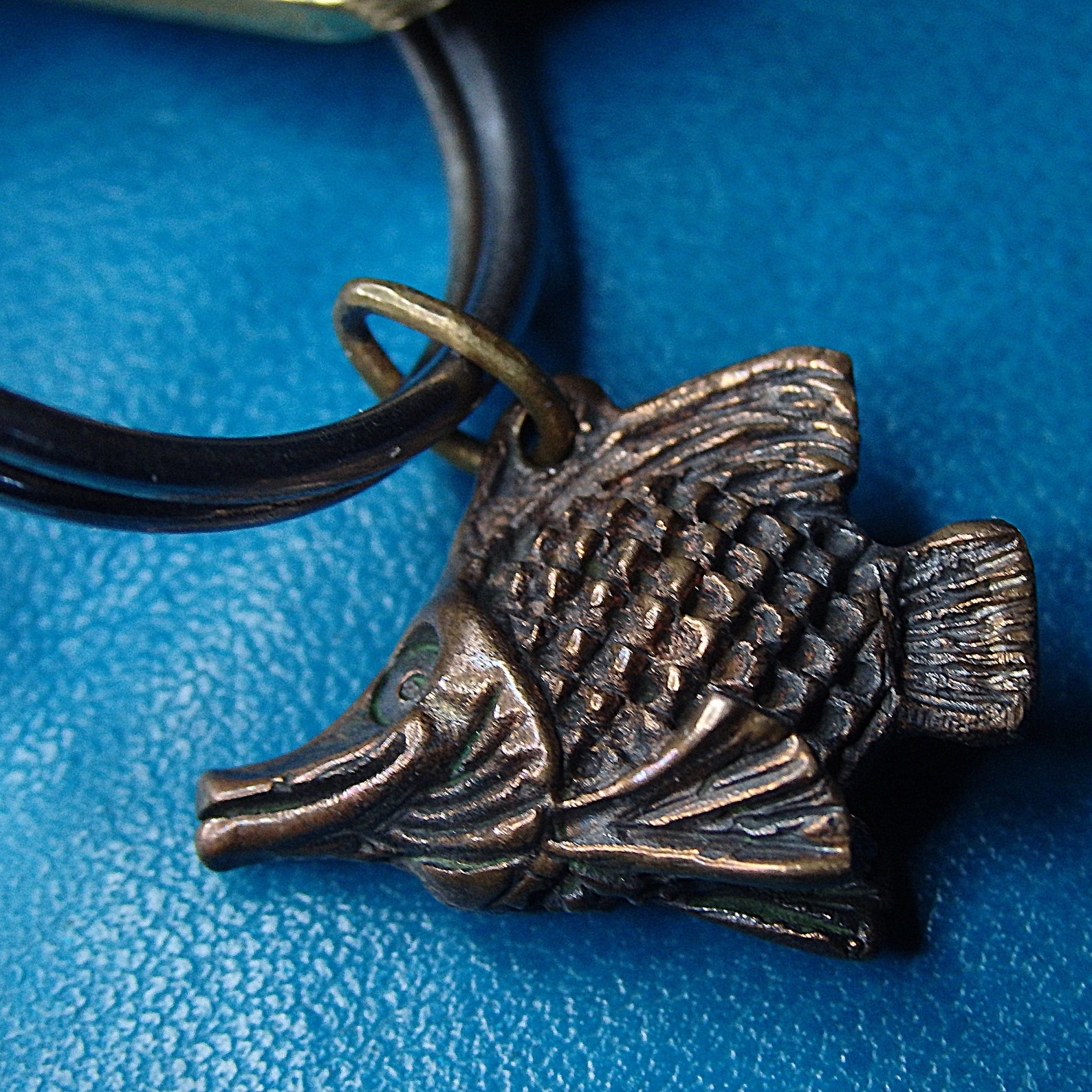 Bronze fish keychain small aquarium fish handwork charm for Etsy