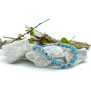 Turkish Evil Eye 6 mm Murano bead Stretch bracelet image 8