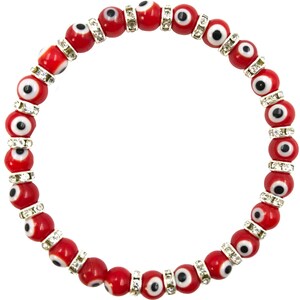 Turkish Evil Eye 6 mm Murano bead Stretch bracelet Red