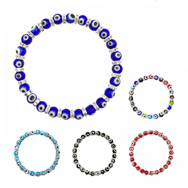 Turkish Evil Eye 6 mm Murano  bead Stretch bracelet