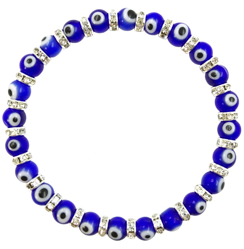 Turkish Evil Eye 6 mm Murano bead Stretch bracelet Blue
