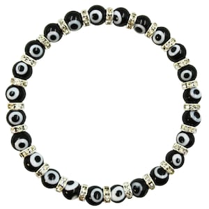 Turkish Evil Eye 6 mm Murano bead Stretch bracelet Black